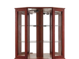 6 Shelf Corner Curio Display Cabinet with Lights, Mirrors and Adjustable Shelves, Cherry 99490585
