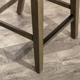 24" Counter Stool, Weathered Gray Finish, Black Leather Seat B04681330