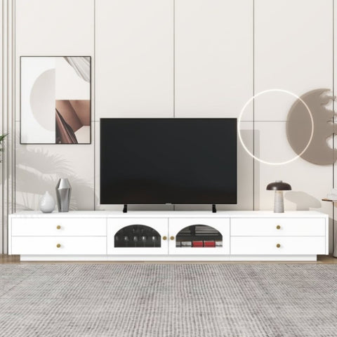 ZUN Luxurious TV Stand with Fluted Glass Doors, Elegant and Functional Media Console for TVs Up to 95'', 43764562