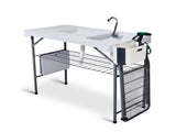 42.5" Fish Cleaning Table with Dual Sink, Portable Folding Camping Table with Foldable Extension 38077895