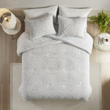 Full/Queen 3 Piece Tufted Woven Medallion Duvet Cover Set B035129155