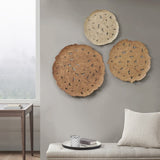 Textured Feather 3-piece Metal Disc Wall Decor Set B03598812