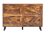 Barn door with 4 flip-down drawers, black metal single-sided handle melamine particleboard black 87766505