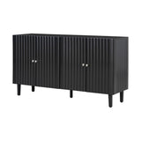 U_STYLE Elegant Four-Door Sideboard with Wavy Pattern Doors, Cylindrical Legs, and Sleek Metal N711P186790B