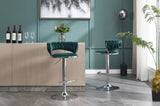 Set of 2 Bar Stools,with Chrome Footrest and Base Swivel Height Adjustable Mechanical Lifting Velvet 59075110