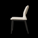 Modern minimalist white PU leather Dining Chairs Set of 2, comfortable backrest design, metal leg W1727P251121