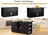 U-Style 47.2" Counter Height Table with Foldable Top & Power Outlet, Sideboard Buffet Cabinet & Bar N711P437715B