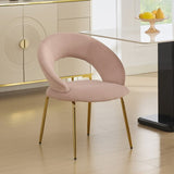 061-Set of 1 Velvet Fabric Chairs With Curved Backrest and Golden Metal Legs for Kitchen or W527P255478