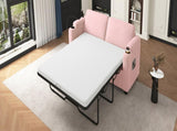 72.8" Corduroy Sleeper Sofa Loveseat Sofa with Full Size Mattress, USB Ports, Cup Holders, N719P208880P