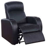 Black Upholstered Recliner with Cup Holder B062P145437