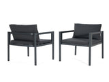 Outdoor Dining Chair Set of 2, All-Weather Grey Aluminum Frame Patio Chairs with Grey Fabric N779P369116G