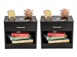 2pcs Night Stands with Drawer Black 55876519