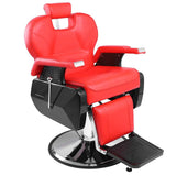 All Purpose Barber Chair Heavy Duty 440lbs Reclining Swivel Hydraulic for Barbershop Hair Salon, Red 51950622
