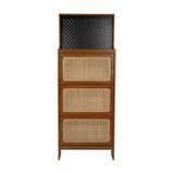 ZUN Rattan Shoe Cabinet for Entryway, Free Standing Shoe Rack with 3 Flip Drawers & Black Pegboard, W1801P172870