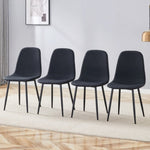 ZUN Luxury Simple Chair - Set of 4 BLACK Linen-Cotton Material High Resilience Dining Chair with Metal W1151P262623