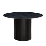 46.45 inch MDF Dining Table for Dining Room Round Dinner Tables Mid-Century Modern Table BLACK W876P263005
