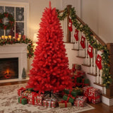5FT Red Christmas Tree with 624 Tips Hinged Branches PVC Artificial Plant Tree Stable Metal Stand 07495040