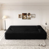 Modern Floor Sofa with 2 Pillows,Convertible Teddy Fabric Foam-Filled Sleeper Sofa Bed,15" Full Size W1885P308288
