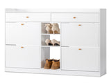 4 Drawers 2 Drawers with Top Baffle Shoe Cabinet Particle Board 128*25*107cm White 41329802