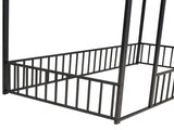 Twin Size Metal Bed House Bed Frame with Fence, for Kids, Teens, Girls, Boys, Black MF304315AAB