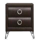 Dark Merlot 2-Drawer Nightstand with Hairpin Legs B062P181329