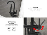 Floor Mount Bathtub Faucet Freestanding Tub Filler Matte Black Standing High Flow Shower Faucets 44269119