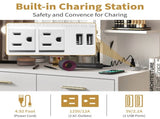 Large Makeup Vanity with Lights, Vanity Table with Charging Station, Vanity Desk with Mirror and 10 28093382
