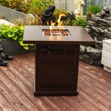 ZUN 28IN Square fire pit table Propane Fire Table with Stainless steel lid W853P204429