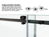 66*76" Fixed & Sliding Shower Door, Square Tube Hardware, Clear Glass Shower Door, 3/8 SGCC 89637510
