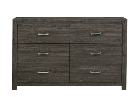 ZUN Dark Gray Finish 1pc Dresser of 6x Drawers Chrome Tone Handles Contemporary Design Bedroom Furniture B011P199392