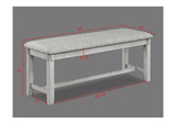 1pc Driftwood Finish Standard Height Bench Gray White Fabric Upholstered Seat Cushion Tapered Legs B011P184617