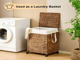 Laundry Hamper with Lid and Wheels, Woven Natural Water Hyacinth Rolling Laundry Hamper 61789069