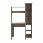 ZUN Light Grey 6-Shelf Writing Desk with Built-in Bookcase B06280291