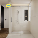 56-60"W x74"H Semi-Frame Single Sliding Shower Door,304 Stainless Steelin Brushed Nickel W2965P277289