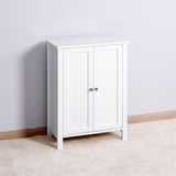 Bathroom Floor Storage Cabinet with Double Door Adjustable Shelf, White W40914886