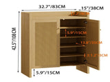 42.5" Tall Rattan Shoe Cabinet with Doors, 6-Tier Wooden Freestanding Shoe Storage Organizer with 98951405