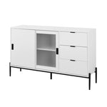 ZUN Modern Featured Storage Cabinet Sideboard with Glass Sliding Door and 3 Drawers, Entryway Console W409P153985