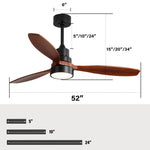 ZUN 52 Inch Integrated LED Indoor Low Profile Ceiling Fan with Light and Remote Control for Patio Living W934P146035