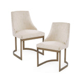 ZUN 21'' Accent Dining Chairs, Antique Gold Metal Frame Back and Sled Leg Contemporary Modern Style for B03548769