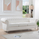 ZUN 84.65" Rolled Arm Chesterfield 3 Seater Sofa W68058494