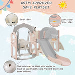 ZUN Toddler Slide and Swing Set 8 in 1, Kids Playground Climber Slide Playset with Basketball Hoop 32089354