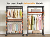 29.5 Inch Rolling Clothes Rack, Adjustable Metal Shelves, Heavy Duty Clothes Rack with Side Hooks 43856753