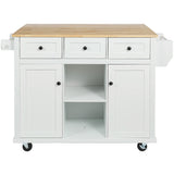 Kitchen Cart with Rubber wood Drop-Leaf Countertop ,Cabinet door internal storage racks,Kitchen 57726272