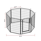 ZUN 8 Panels Heavy Duty Metal Playpen with door,39.37"H Dog Fence Pet Exercise Pen for Outdoor, Indoor W2181P191361