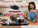 Dual Electric Hot Plate - 5-Second Quick Heating with 6.3&7.5in Glass Plates, 800W1000W Power, 76483994