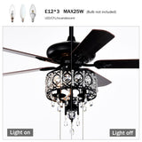 ZUN 52'' Shade Ceiling Fan Lamp With Remote Control,3 Speed ,4 Timing , 5 Reversible Blades W1592P192270