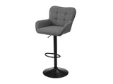 Barstool, Set Of 2, Adjustable, Swivel, Bar Height, Counter Height, Kitchen, Grey Fabric, Black B2710P501904