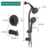 Drill-Free Stainless Steel Slide Bar Combo Rain Showerhead 7-Setting Hand, Dual Shower Head Spa W1219P155534