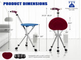 Folding Seat Cane 5-Level Height Adjust, LED Light, Anti-Slip Pads, Aluminum Alloy, Bonus 50929782