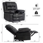 ZUN Breathable Leather Massage Recliner Chair, Manual Living Room Reclining Sofa W1692128249